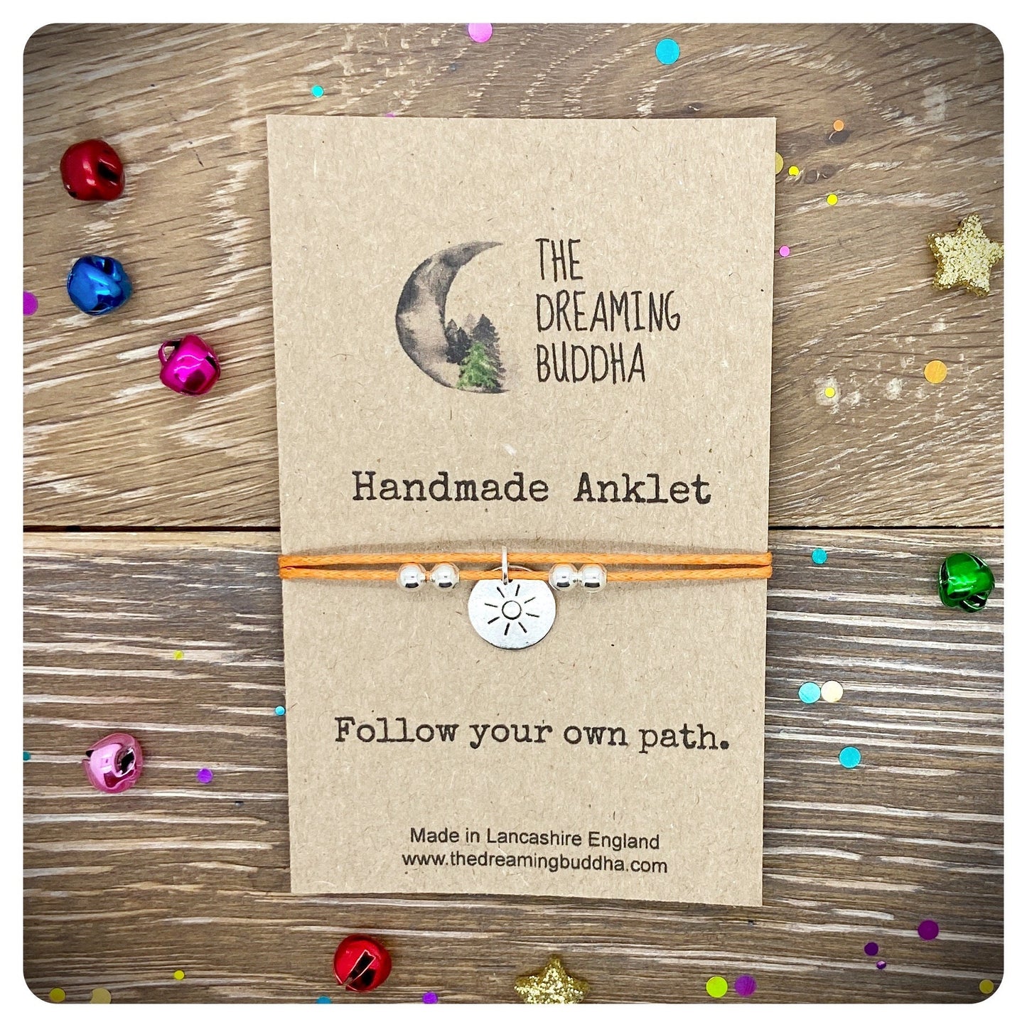 Handmade Sunshine Anklet, Sun Charm Anklet, Adjustable Anklet Sun Charm, Summer Lover Jewellery