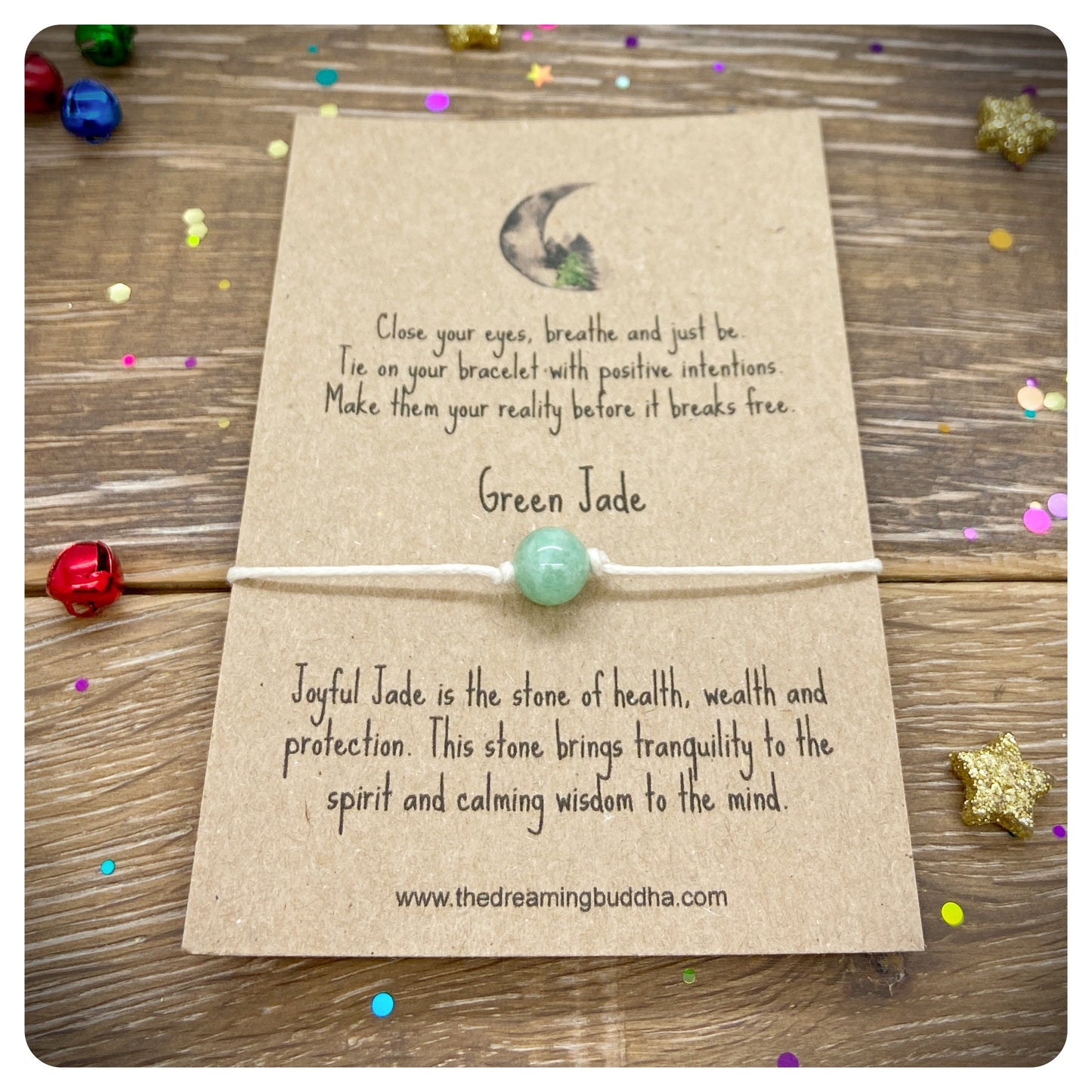 Green Jade Healing Wish Bracelet, Jade Intention Bracelet