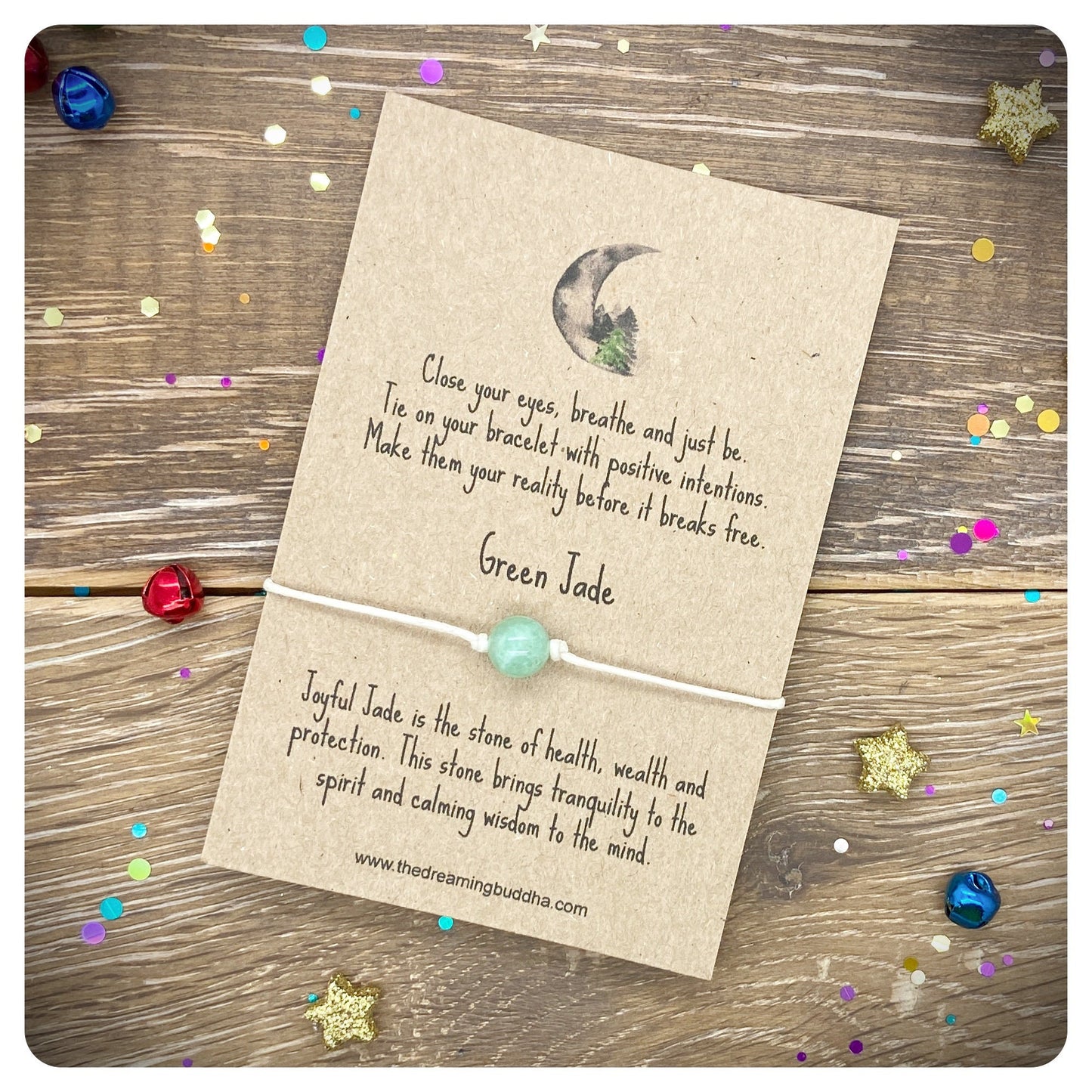 Green Jade Healing Wish Bracelet, Jade Intention Bracelet