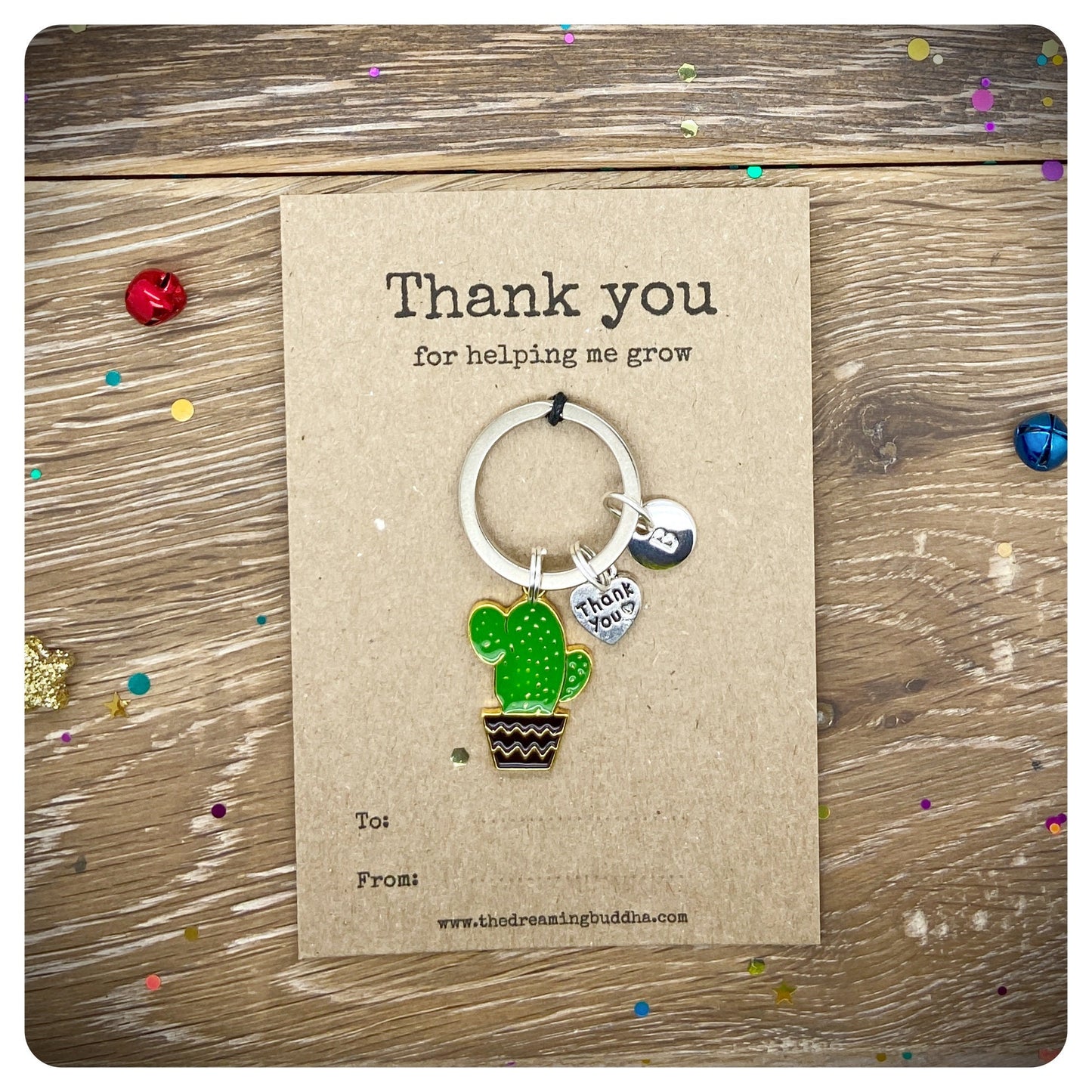 Thank You For Helping Me Grow Male Teacher Gift, Teacher Appreciation Keyring, Cactus Keyring, Gift Idea For Male Teachers