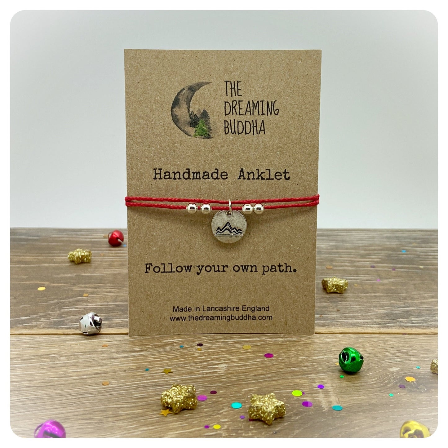 Mountain Anklet, Adventure Awaits Jewelry, Nature Lover Gift, Wanderlust Anklet, Gift for Adventurer, Hiking Rambler Gift