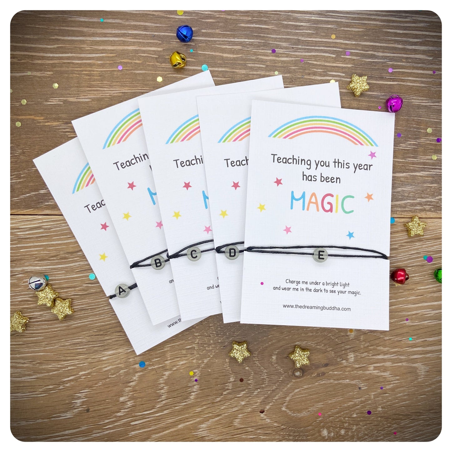 End Of Term Personalised Pupil Gift, Glow In The Dark Initial Bead Bracelet, Class End Of Year Bulk Gift