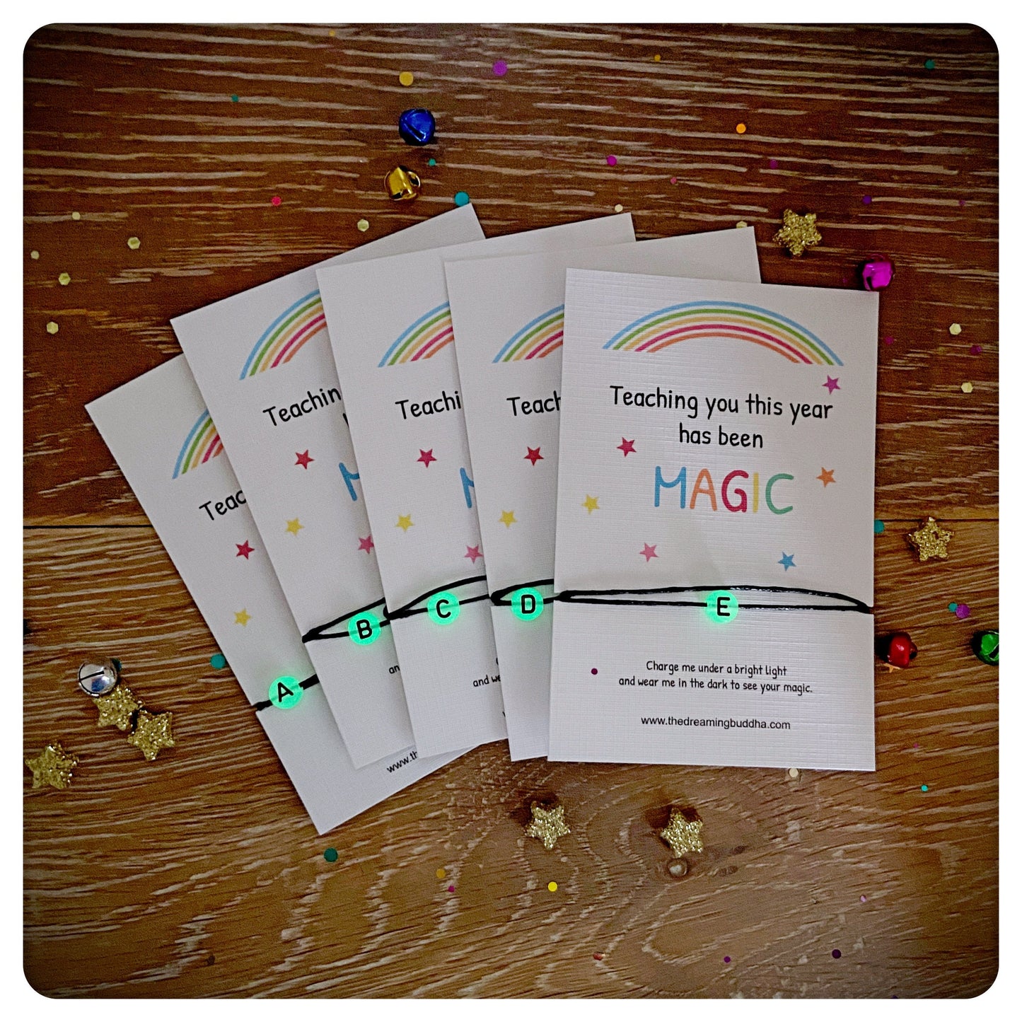 End Of Term Personalised Pupil Gift, Glow In The Dark Initial Bead Bracelet, Class End Of Year Bulk Gift