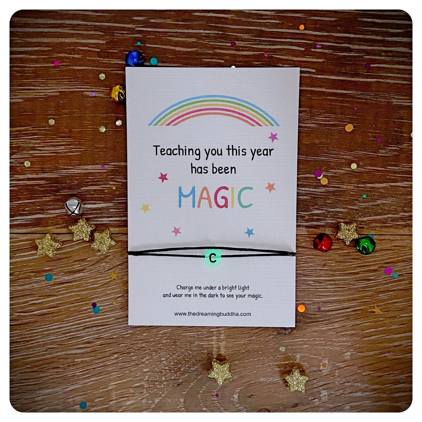 End Of Term Personalised Pupil Gift, Glow In The Dark Initial Bead Bracelet, Class End Of Year Bulk Gift