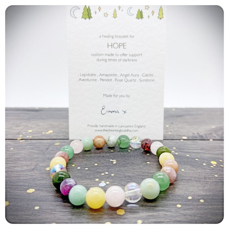 Hope Healing Bracelet, Emotional Support Crystals, Thinking of You Gemstone Gift