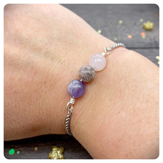 Personalised Crystal Grief Bracelet, Bereavement Sympathy Jewellery, Sympathy Gift,, Sorrow Loss Support Bracelet, Healing Crystals