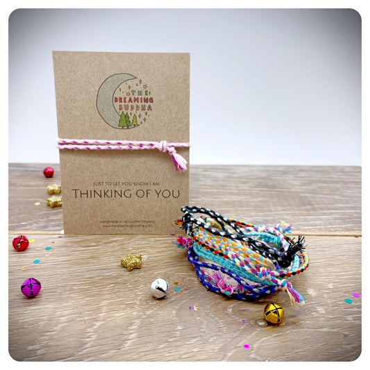 Thinking Of You Friendship Bracelet, Missing You Gift, Stay Strong Card, Braided Cotton Bracelet