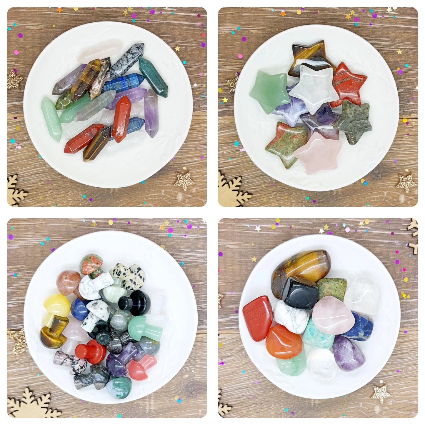 Luxury Carved Crystal 24 Day Advent Calendar Vegan Christmas Gift, Gemstone Carving Crystal Lover Gift Unique Mushrooms Stars