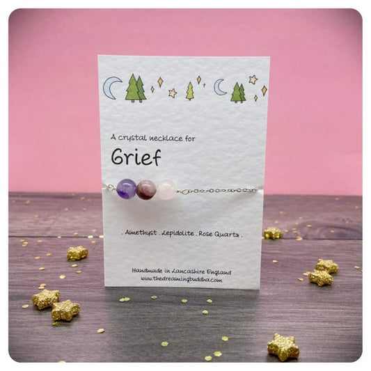 Grief And Loss Crystal Necklace, Bereavement Jewellery, Grief Support Crystals, Personalised Family Loss Gift, Sympathy Postal Gift