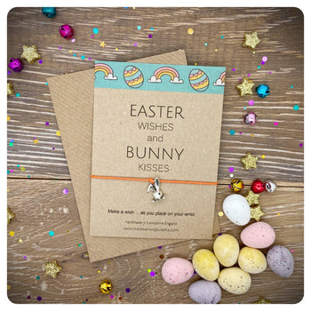 Pack of 4 Easter Wishes Egg Hunt Cards, Easter Kisses Wish Bracelets