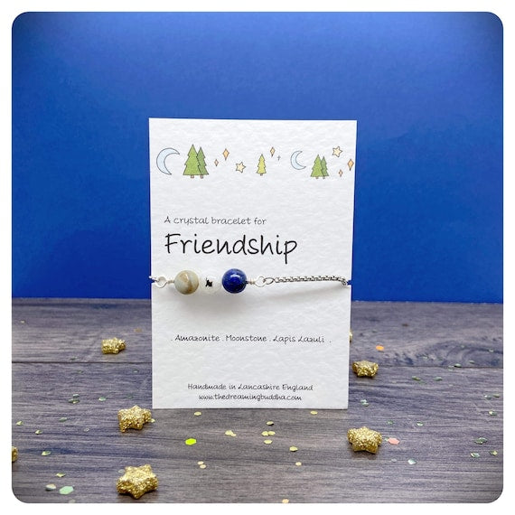 Personalised Friendship Bracelet, Thank You Friend Gift, Best Friend Jewellery, BFF Bracelet, Special Friend Gift Card, Friendship Crystals