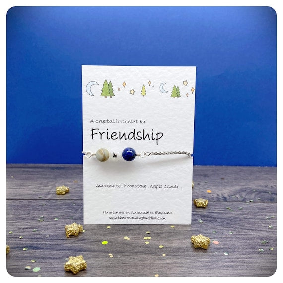 Personalised Friendship Bracelet, Thank You Friend Gift, Best Friend Jewellery, BFF Bracelet, Special Friend Gift Card, Friendship Crystals
