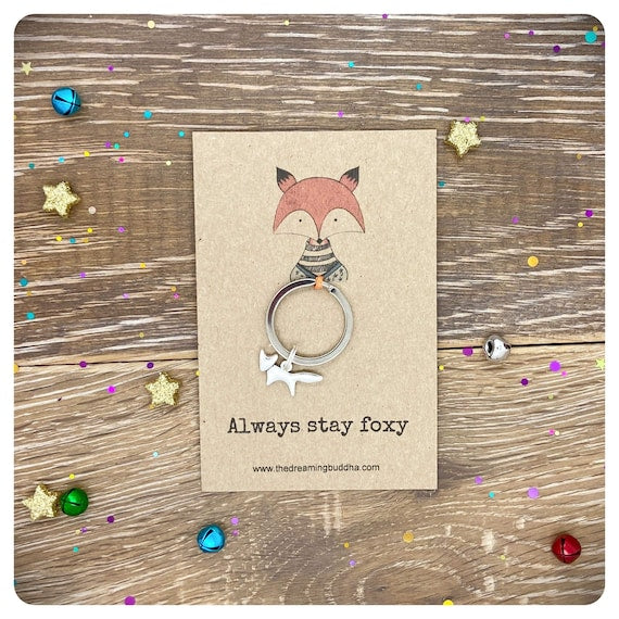 Always Stay Foxy Keychain, Fox Keyring, Cute Fox Lover Gift, Personalised Vixen Keyring