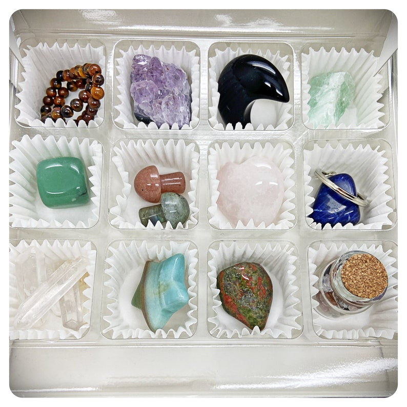 Mystery Crystal Gift Box, Crystal Chocolate Box, Mothers Day Crystal Present, Crystal Birthday Gift, Crystal Postal Gift, Genuine Crystals