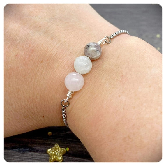 Help Me Through Slider Bracelet, Grief Crystals, Emotional Support Bracelet, Anxiety Jewellery, Mental Health Self Care