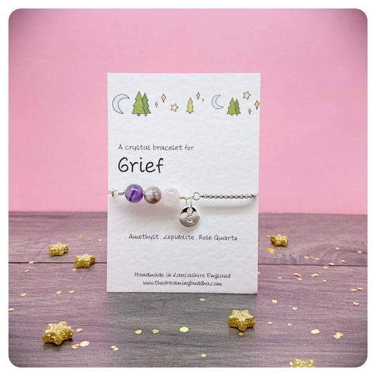 Personalised Crystal Grief Bracelet, Bereavement Sympathy Jewellery, Sympathy Gift,, Sorrow Loss Support Bracelet, Healing Crystals