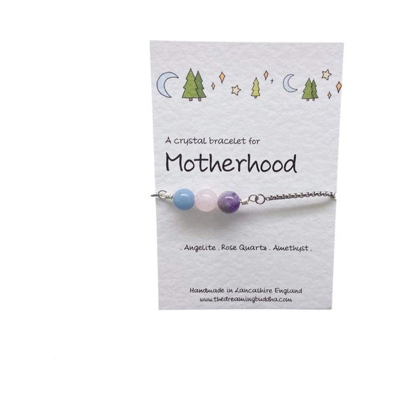 Motherhood Crystal Bracelet, New Mum Congratulations Gift, Wife New Baby Jewellery, Self Care Bracelet, 1st Mothers Day Gift, New Mum Gems