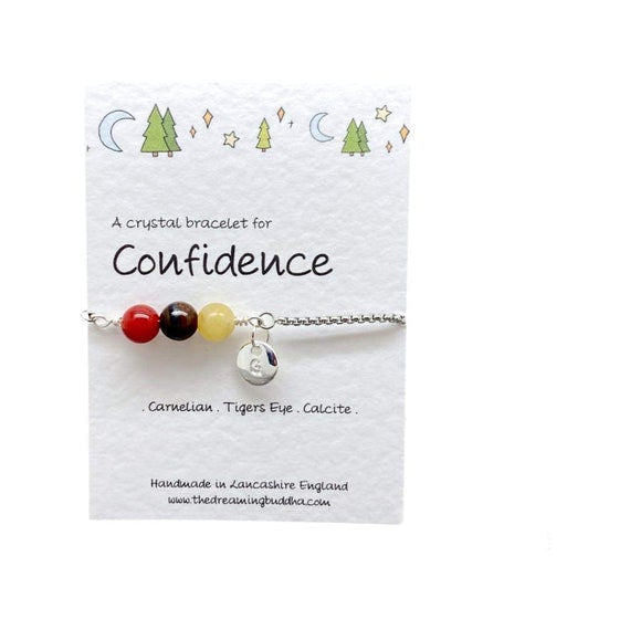Confidence Crystal Adjustable Chain Bracelet, Self Esteem Gift, Personalised Self Belief Present, Courage Jewellery Crystals