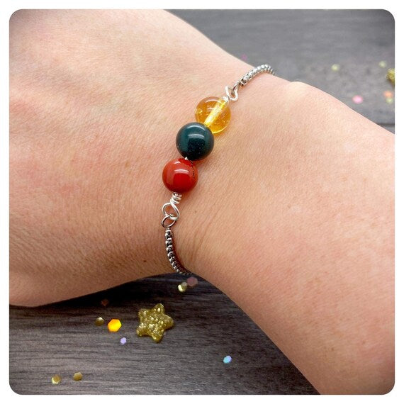 Personalised Get Up and Go Crystal Bracelet, Encouragement Gemstone Jewellery, Mental Health Boost Healing Crystal Bracelet, Uplifting Gift