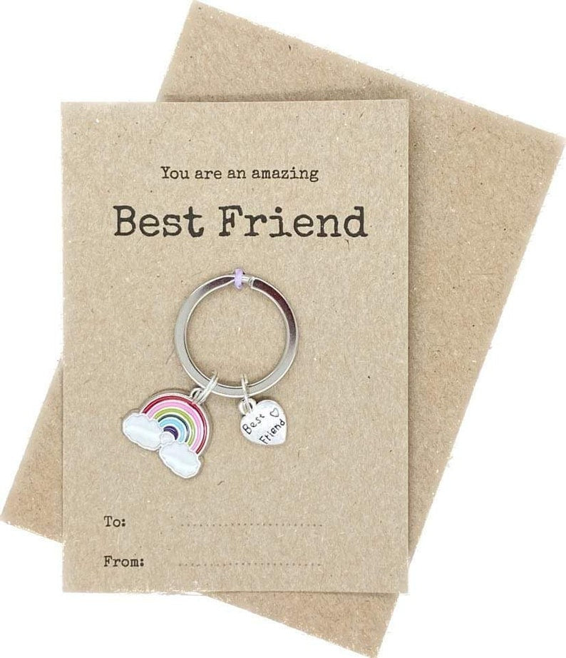 Best Friend Rainbow Keychain, Personalised Enamel Rainbow Keyring, LGBT Gift, Friend Appreciation Present, Personalised Letter Keyring