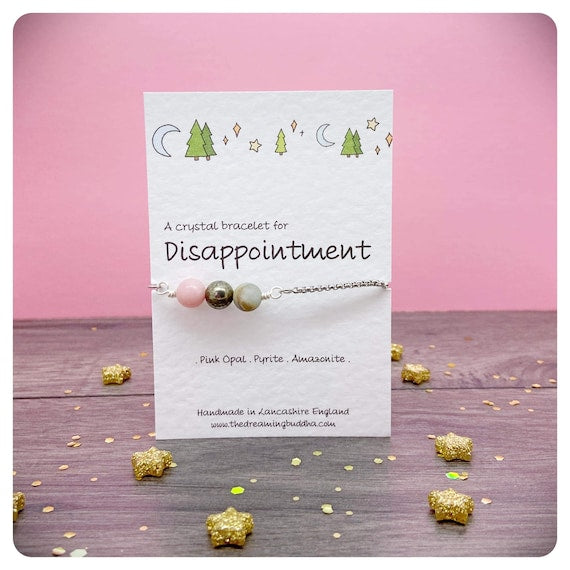 Crystal Bracelet For Set Back, Disappointment Adjustable Slider Bracelet, Calming Soothing Energy, Keep Going Gift, Don’t Give Up