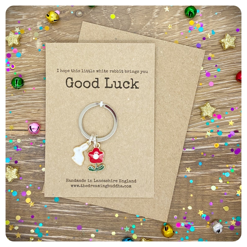 Good Luck Rabbit Keyring, Lucky Driving Test Gift, New School Bag Charm, Exam Luck, New Job Card, Thinking Of You, Lucky Bunny Keychain
