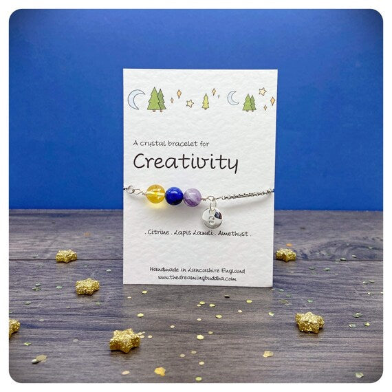 Creativity Gemstone Slider Bracelet, Crystals For Inspiration and Motivation, Manifest Creative Ideas, Artist Writer Student Gift