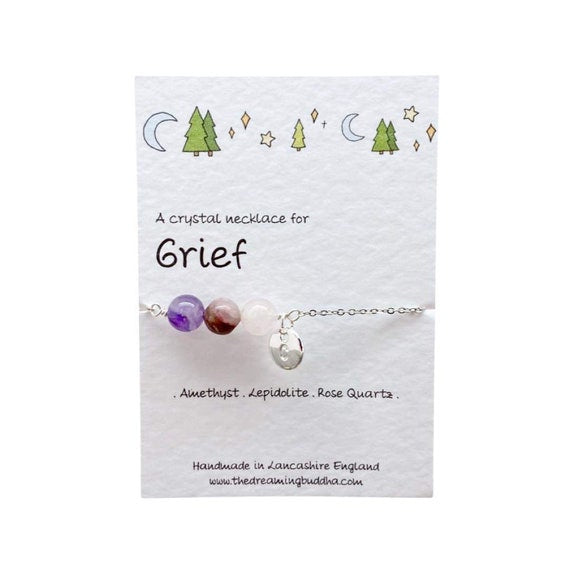 Grief And Loss Crystal Necklace, Bereavement Jewellery, Grief Support Crystals, Personalised Family Loss Gift, Sympathy Postal Gift