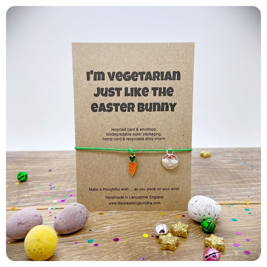 Vegetarian Easter Gift, Veggie Bunny Wish Bracelet, Easter Rabbit Wish Bracelet, Personalised Easter Wish Bracelet, Funny Bunny Easter Card