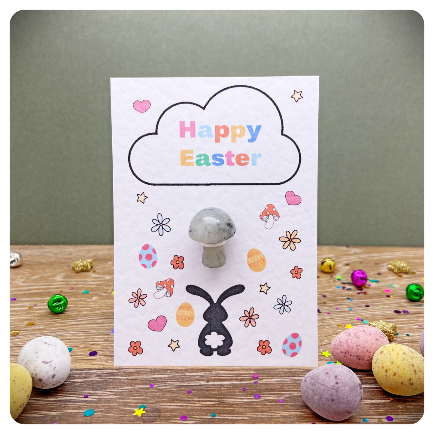 Crystal Easter Greeting Card For Egg Hunt Easter Gifts For Kids Happy Easter Crystal Mushroom Unique Gift