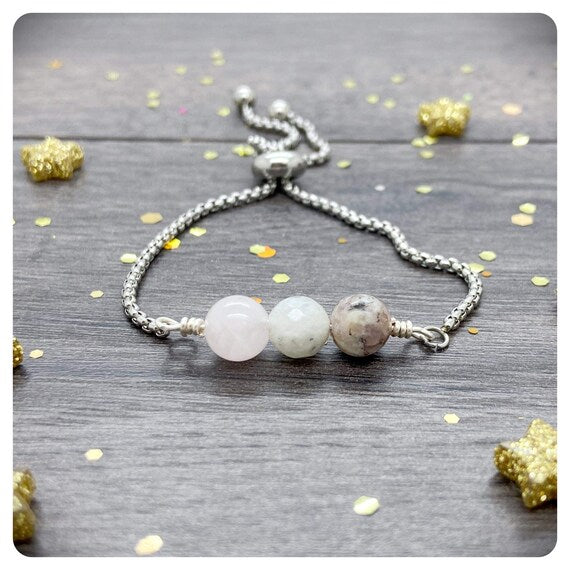 Help Me Through Slider Bracelet, Grief Crystals, Emotional Support Bracelet, Anxiety Jewellery, Mental Health Self Care