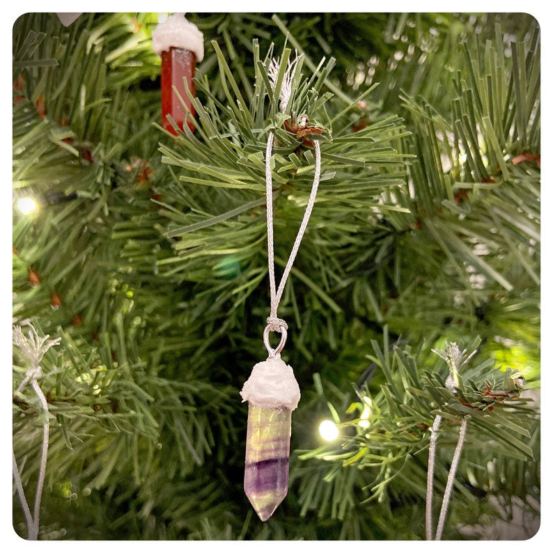 Gemstone Christmas Decorations, Quartz Tree Ornament, Crystal Bauble Set