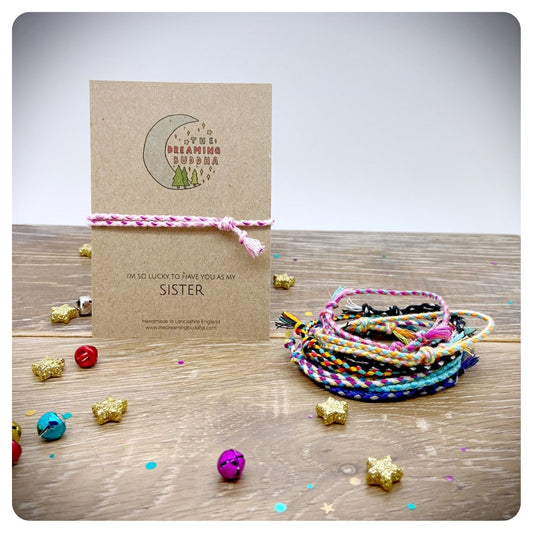 Sister Friendship Bracelet, Sister Birthday Gift, Personalised Braided Bracelet
