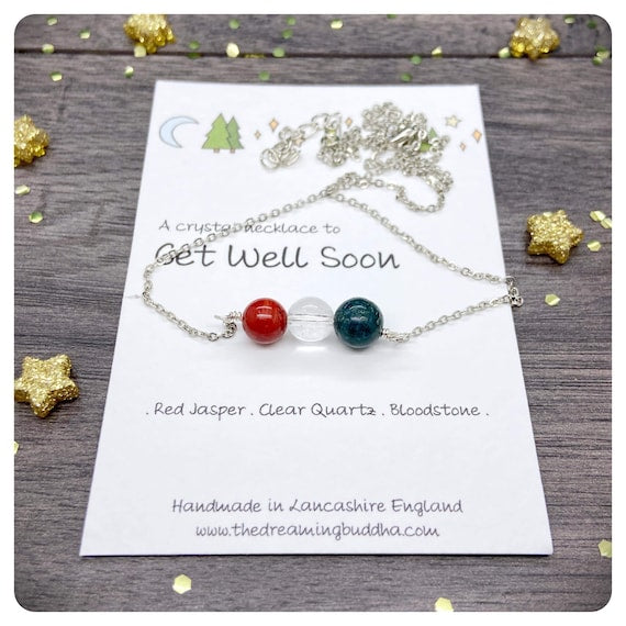 Get Well Soon Gift, Wire Wrapped Bead Necklace, Choose Your Necklace Length, Feel Better Soon Gift, Speedy Recovery Gemstone Necklace
