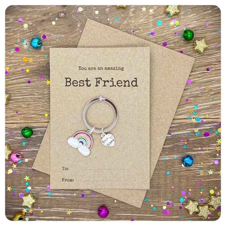 Best Friend Rainbow Keychain, Personalised Enamel Rainbow Keyring, LGBT Gift, Friend Appreciation Present, Personalised Letter Keyring