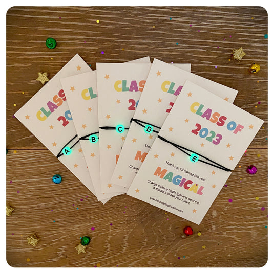 Personalised Class Of 2023 Leavers Bracelets, Glowing Bead Adjustable Bracelet, Year 6 Year 11 Leavers Gifts, Bulk Gifts For Students Pupils