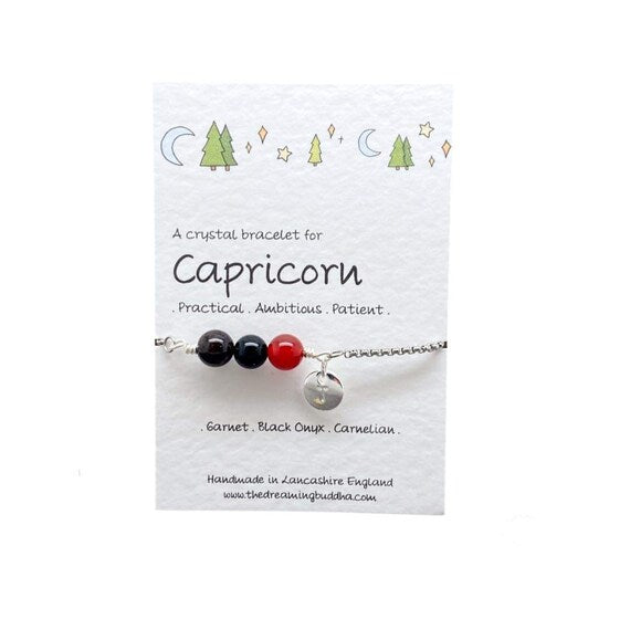 Capricorn Snake Chain Bracelet, Zodiac Adjustable Bracelet, December January Astrology Gift