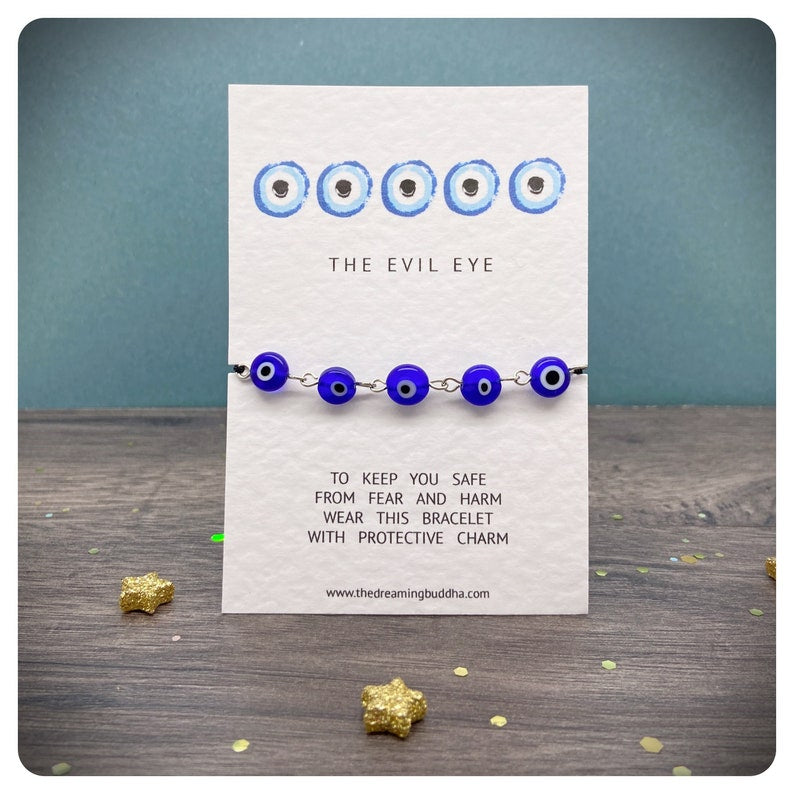 Blue Glass Evil Eye Bracelet, Turkish Adjustable Nazar Bracelet, Greek Protection Jewellery