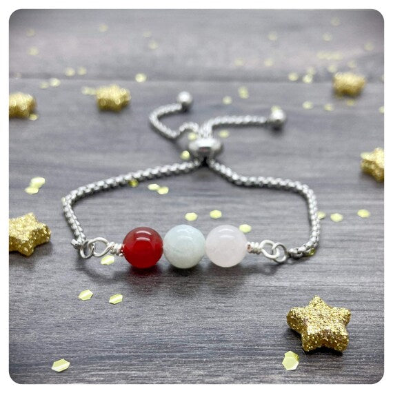 Cancer Zodiac Bracelet, Adjustable Crystal Bracelet, Unisex Star Sign Jewellery, Wire Wrapped Gemstones, Horoscope Birthday Card