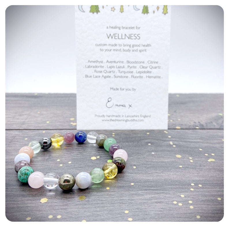 Wellness Healing Bracelet, Good Health Crystals, Well-Being Gemstone Bracelet