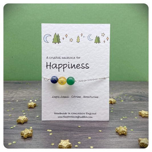 Mental Health Necklace, Happiness Crystals, Positive Jewellery For Women, Depression Postal Gift, Uplifting Mindfulness Message