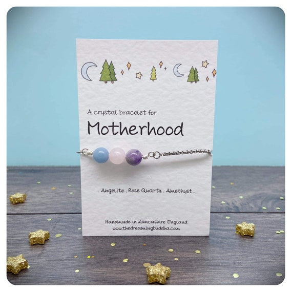 Motherhood Crystal Bracelet, New Mum Congratulations Gift, Wife New Baby Jewellery, Self Care Bracelet, 1st Mothers Day Gift, New Mum Gems