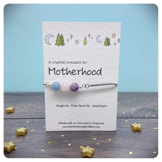 Motherhood Crystal Bracelet, New Mum Congratulations Gift, Wife New Baby Jewellery, Self Care Bracelet, 1st Mothers Day Gift, New Mum Gems