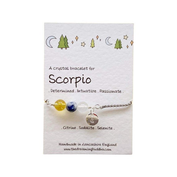 Scorpio Zodiac Adjustable Slider Bracelet, Star Sign Jewellery, October November Birthstone Bracelet, Personalised Horoscope Bracelet