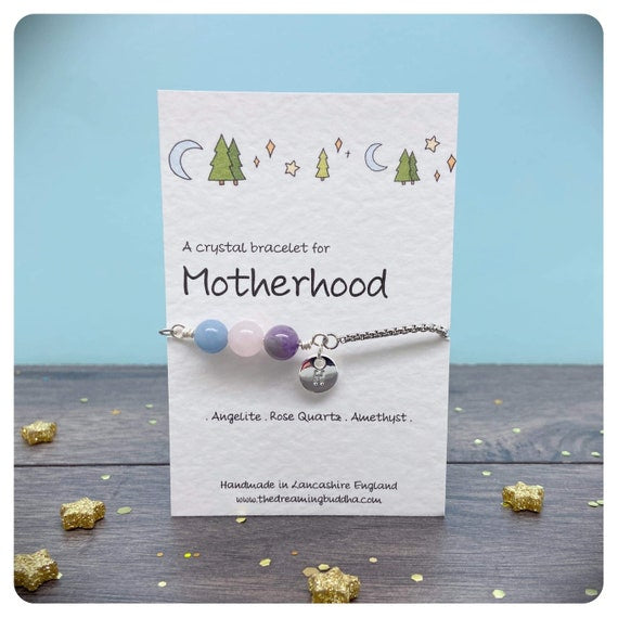 Motherhood Crystal Bracelet, New Mum Congratulations Gift, Wife New Baby Jewellery, Self Care Bracelet, 1st Mothers Day Gift, New Mum Gems