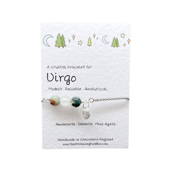 Virgo Zodiac Slider Bracelet, Birthstone Crystal Jewellery, August September Birthday, Zodiac Chain Bracelet, Personalised Star Sign Gift