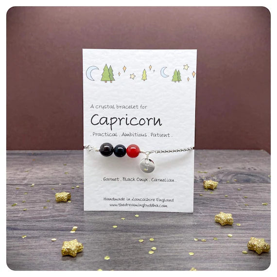 Capricorn Snake Chain Bracelet, Zodiac Adjustable Bracelet, December January Astrology Gift