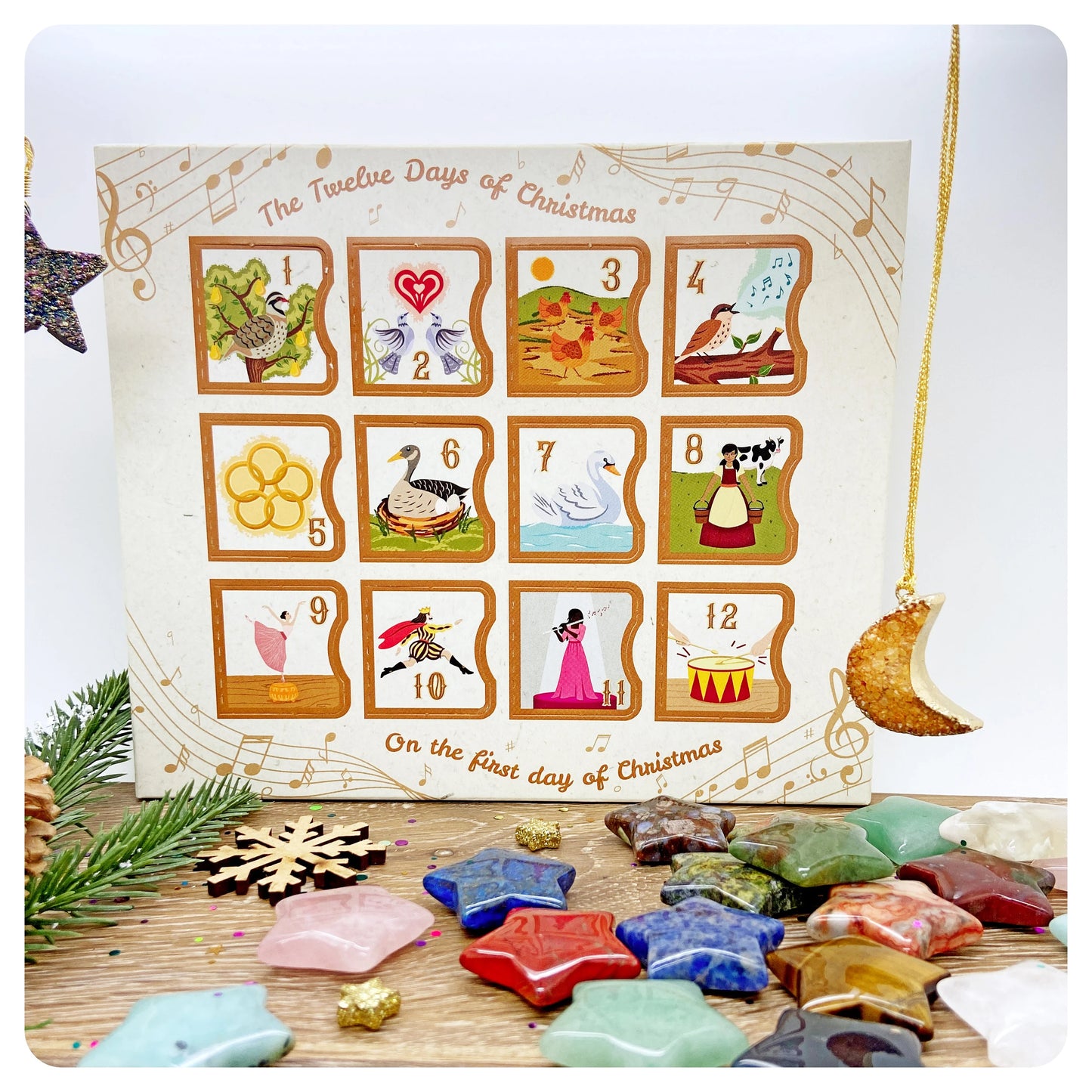 Star Advent Calendar, Natural Crystals, Carved Star Crystals, Crystal Lover Christmas Gift, Beginners Crystal Set, Genuine Gemstones