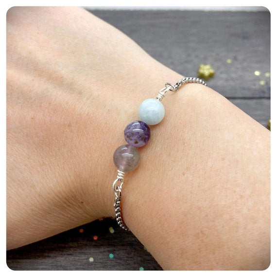 Pisces Birthstone Crystal Bracelet, Zodiac Crystal Gift, February March Birthday, Star Sign Gift For Her, Horoscope Jewellery