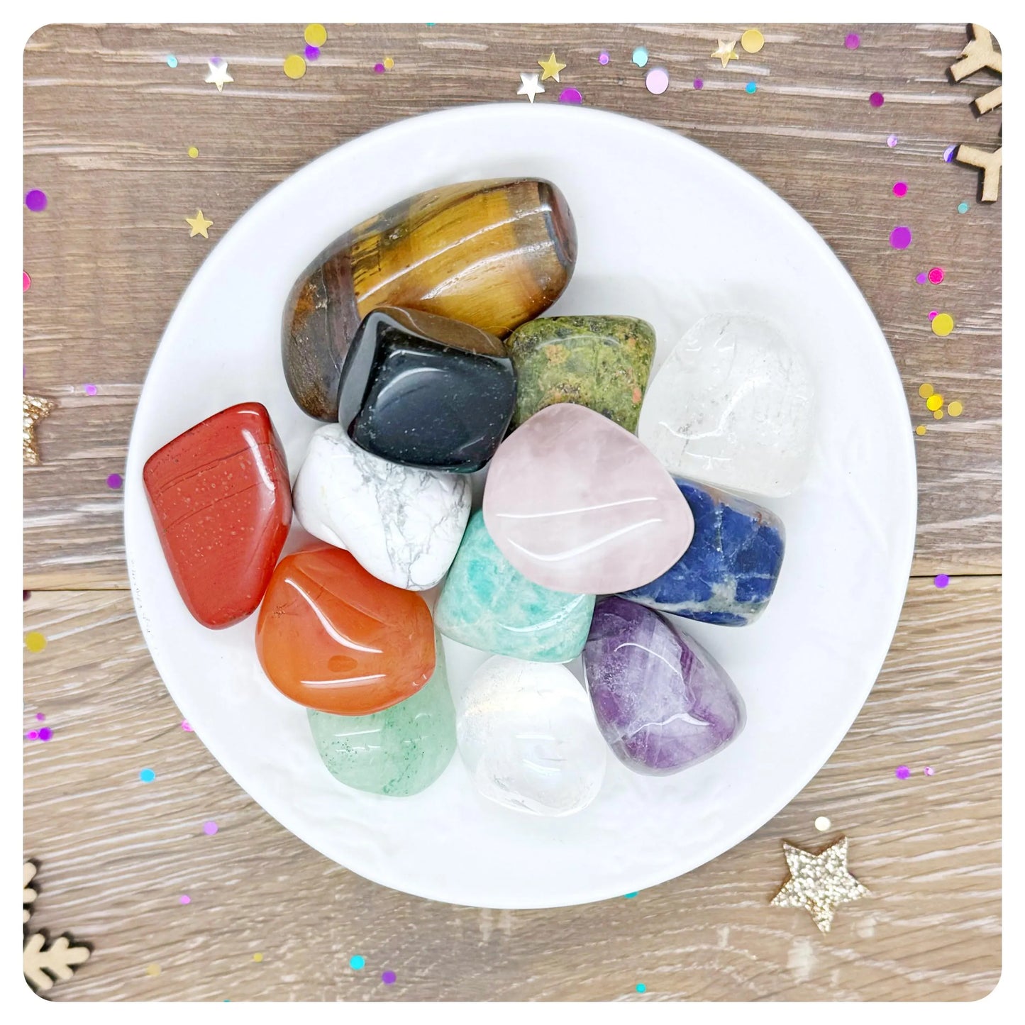 Luxury 24 Day Crystal Treats Advent Calendar, Delux Gemstone Lover Christmas Countdown Calendar Mushrooms Carvings Tumblestones